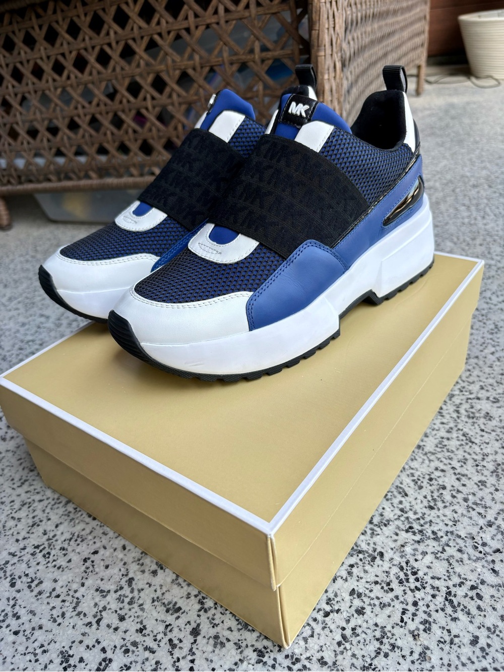 Michael Kors Cosmo Scuba & Mesh Slip-On Trainers - Sapphire Multi (US 8M)